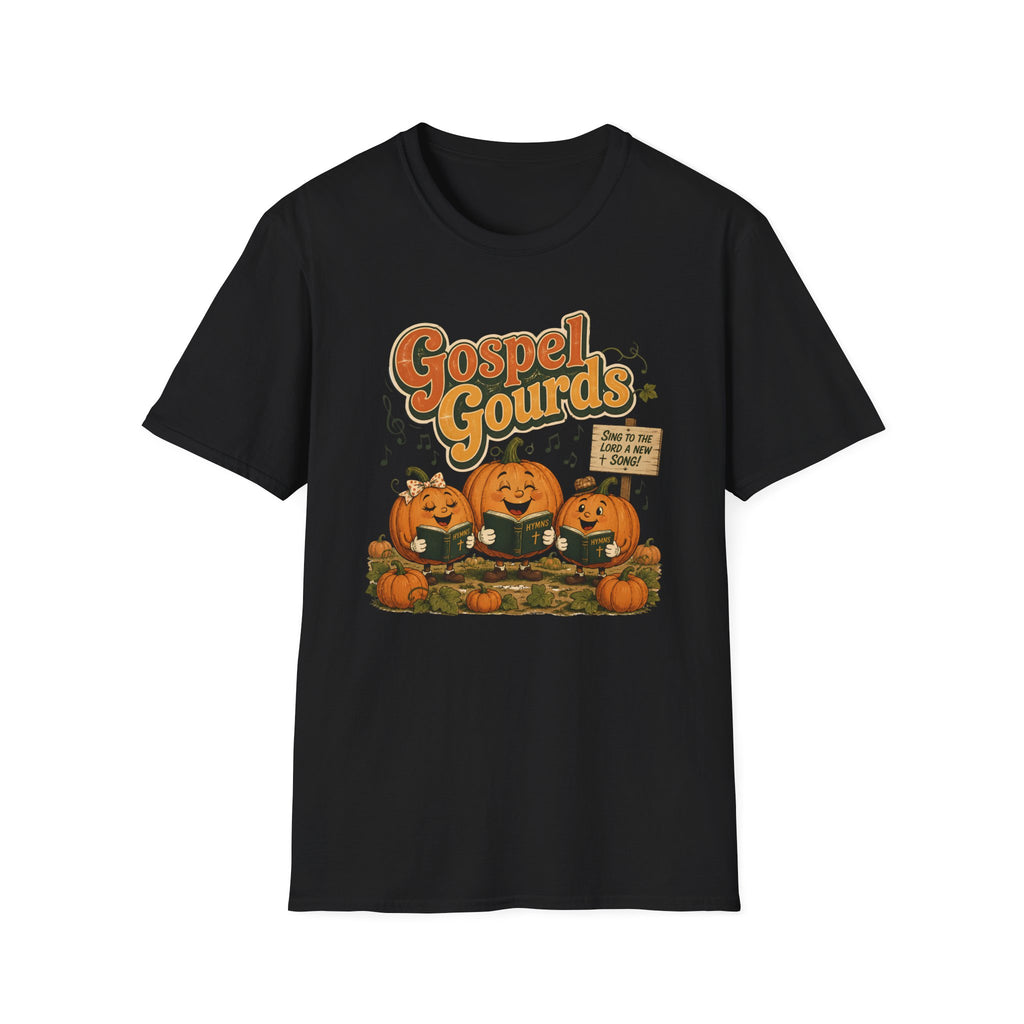 Gospel Gourds Halloween T‑Shirt — Cute Singing Pumpkin Fall Tee
