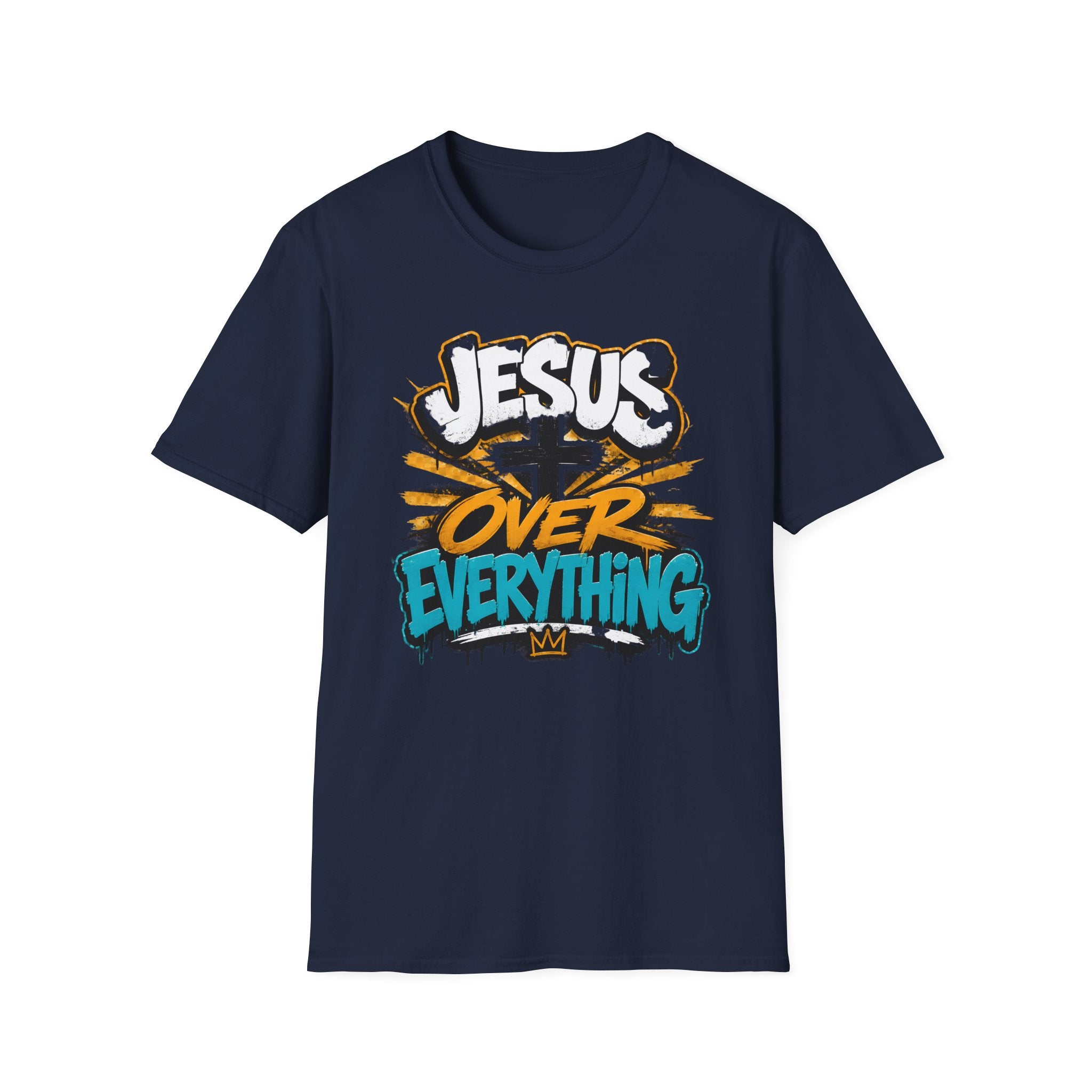 Jesus Over Everything T-Shirt — Faith Graphic Tee with Cross Streetwear Design