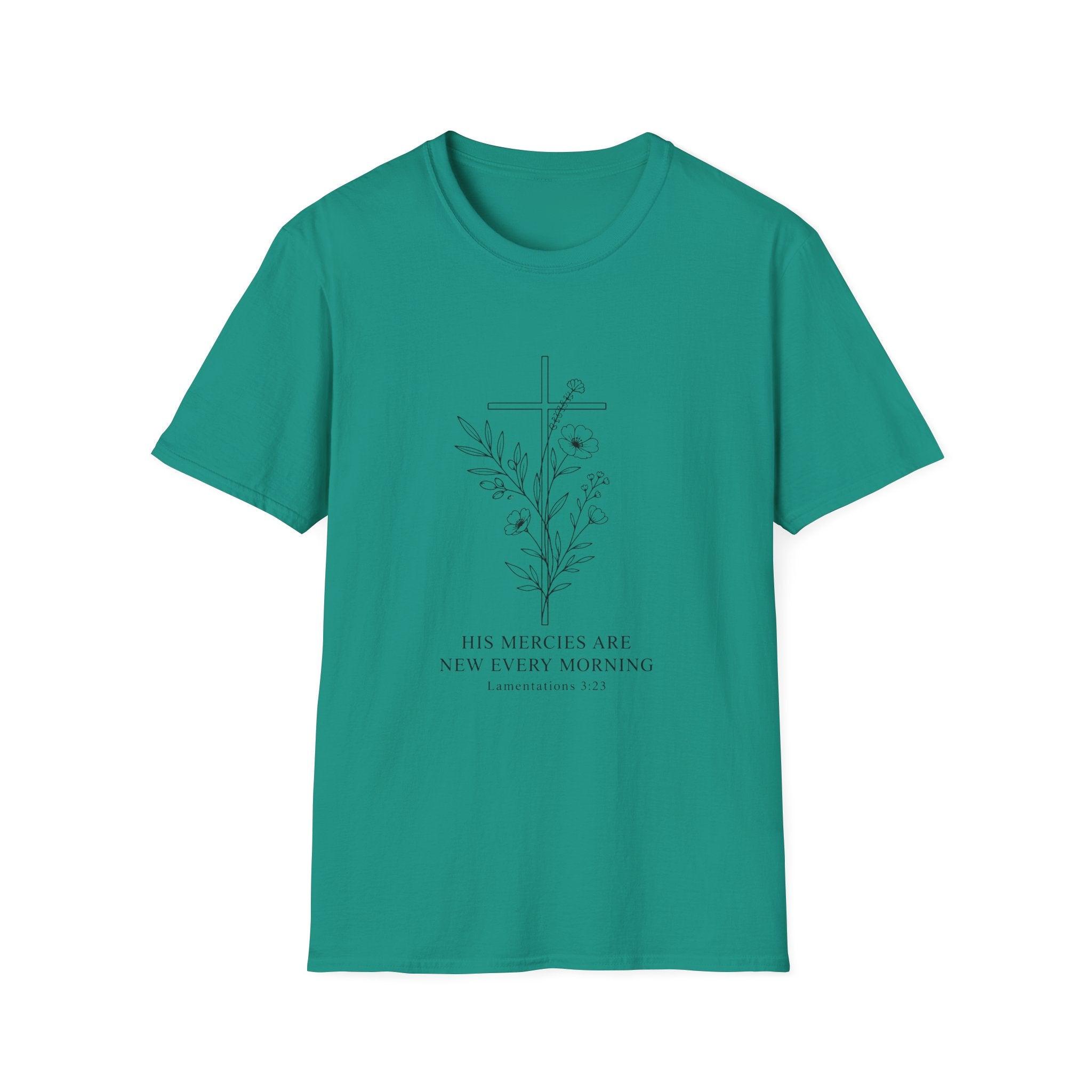Floral Cross T-Shirt — 'He Lives, He Lives' Christian Faith Tee