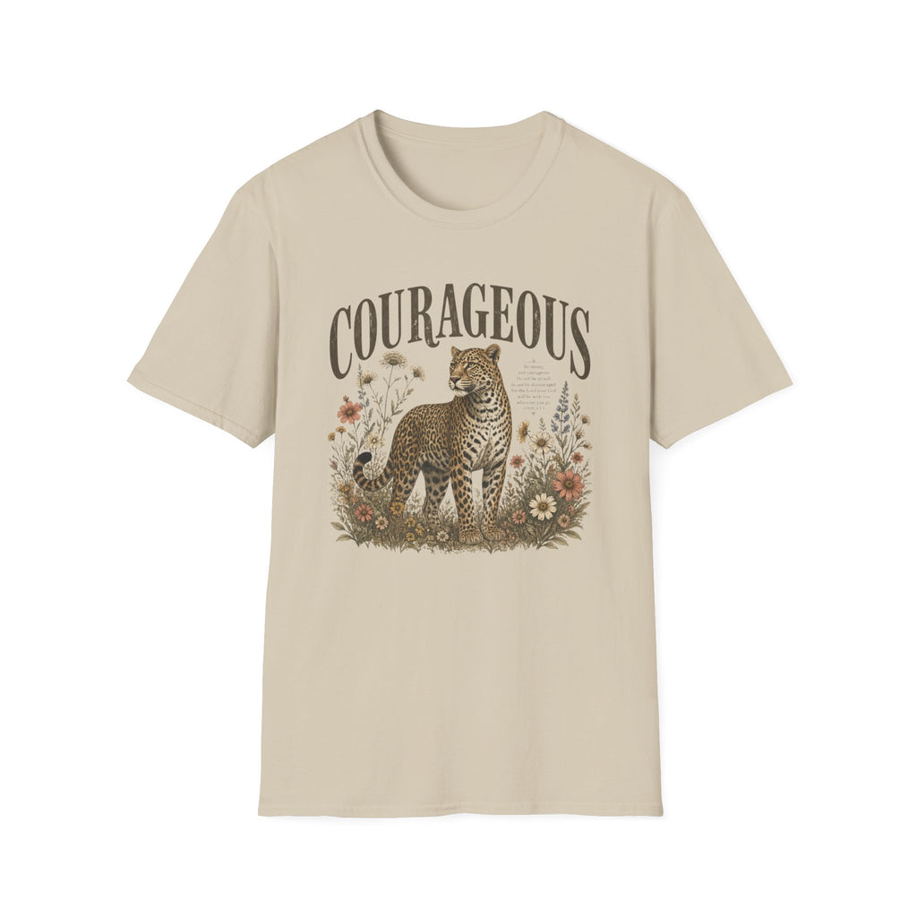 Courageous Leopard T-Shirt — Vintage Floral Wildlife Graphic Tee