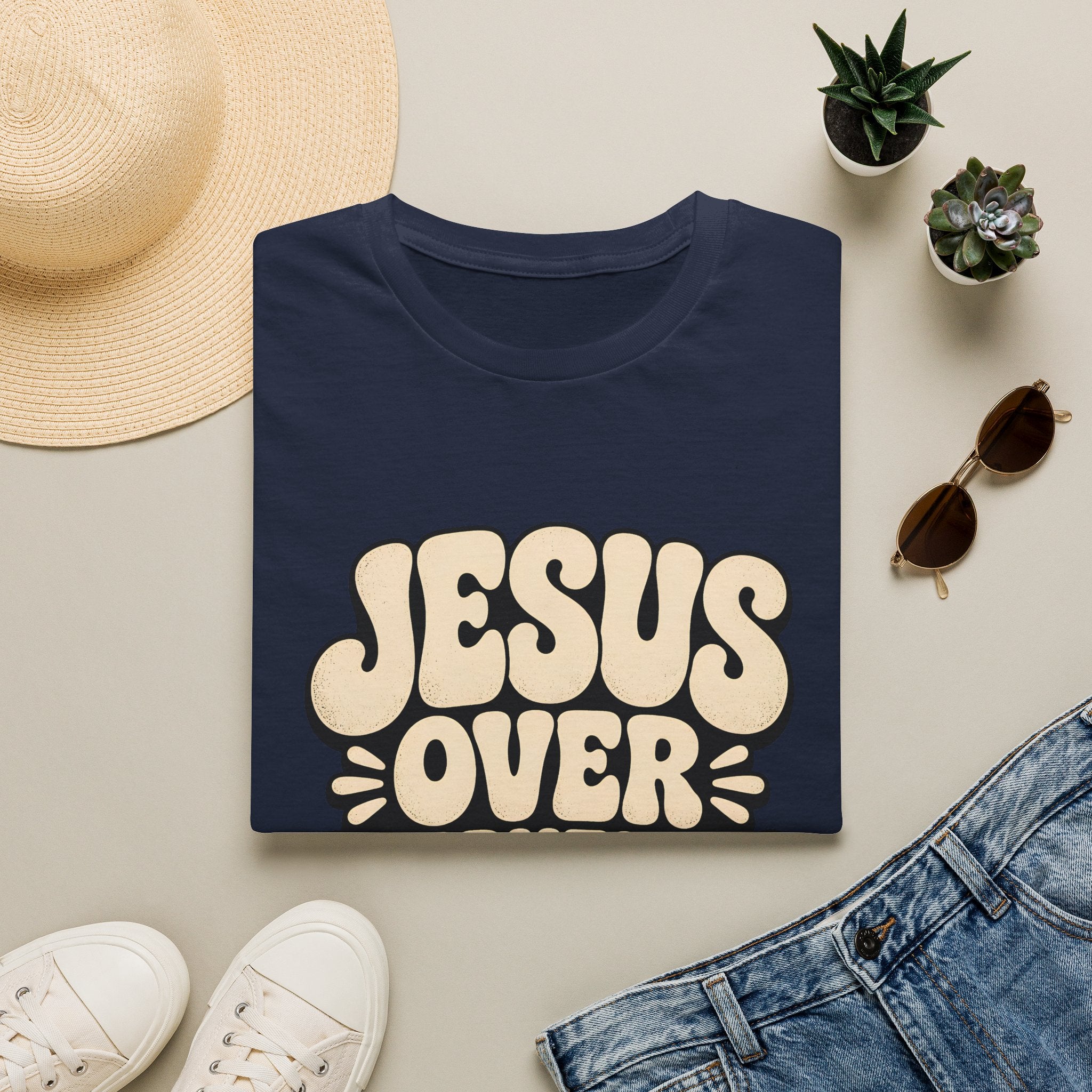 Jesus Over Everything T‑Shirt — Retro Faith Graphic Tee