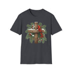 Cardinal on Cross Christmas T-Shirt — Winter Nativity Holiday Tee