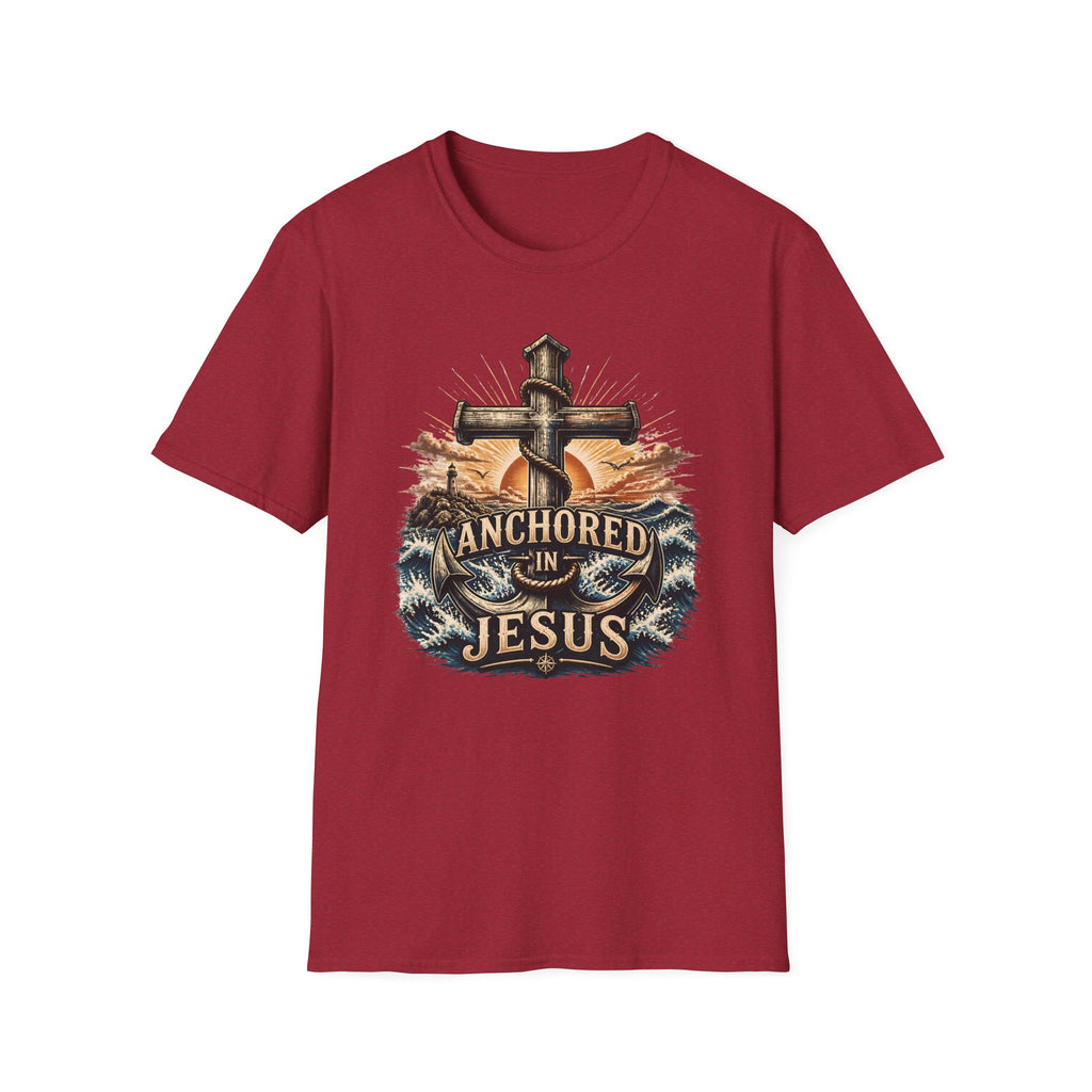 Anchored in Jesus T-Shirt — Christian Anchor Faith Tee