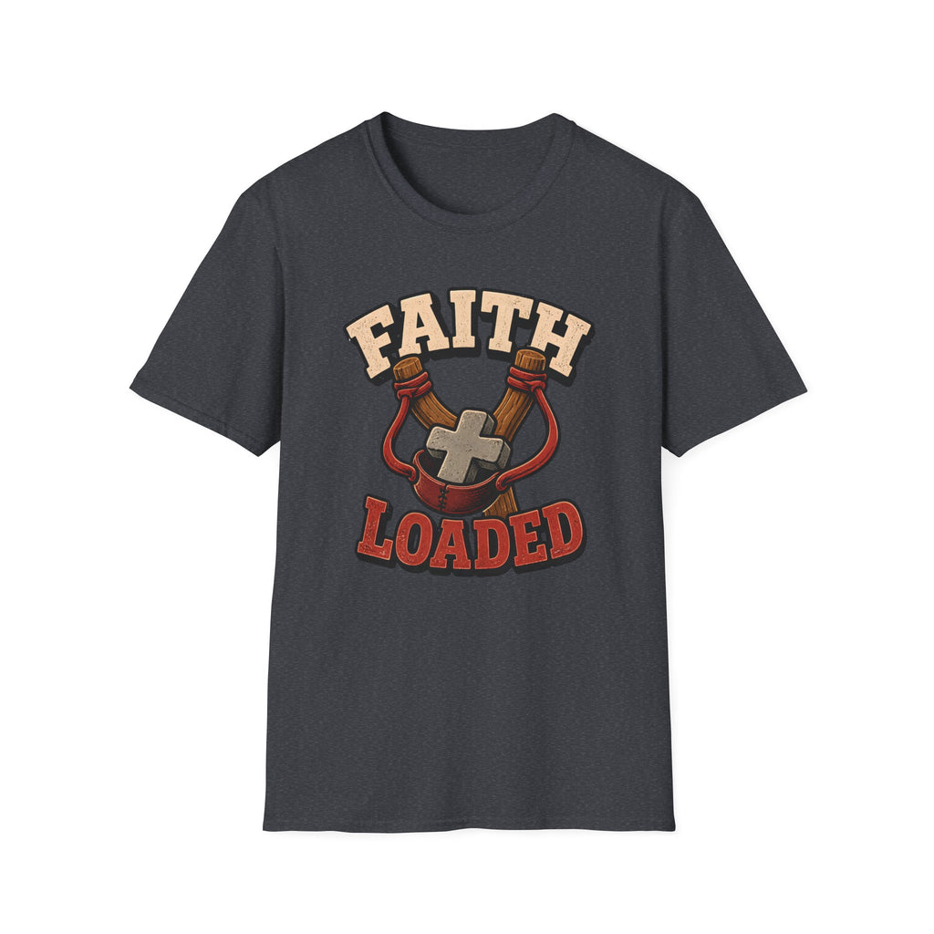 Faith Loaded T-Shirt — Christian Slingshot Cross Graphic Tee
