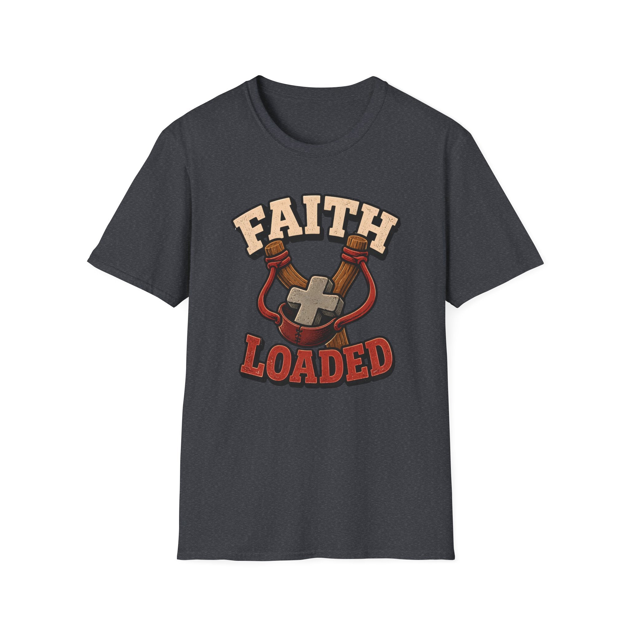 Faith Loaded T-Shirt — Christian Slingshot Cross Graphic Tee