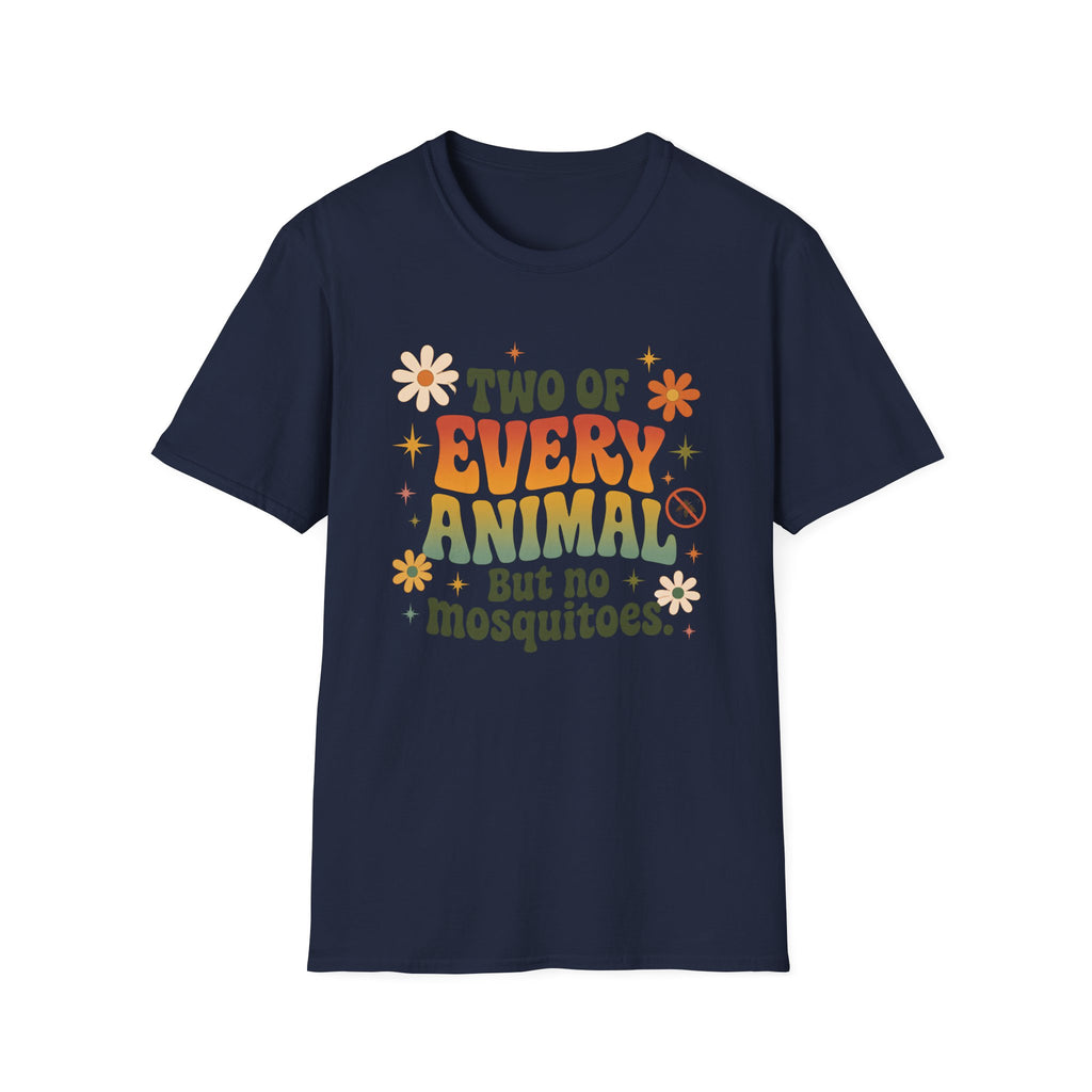 T-Shirt — Two of Every Animal But No Mosquitoes Retro Floral Graphic Tee