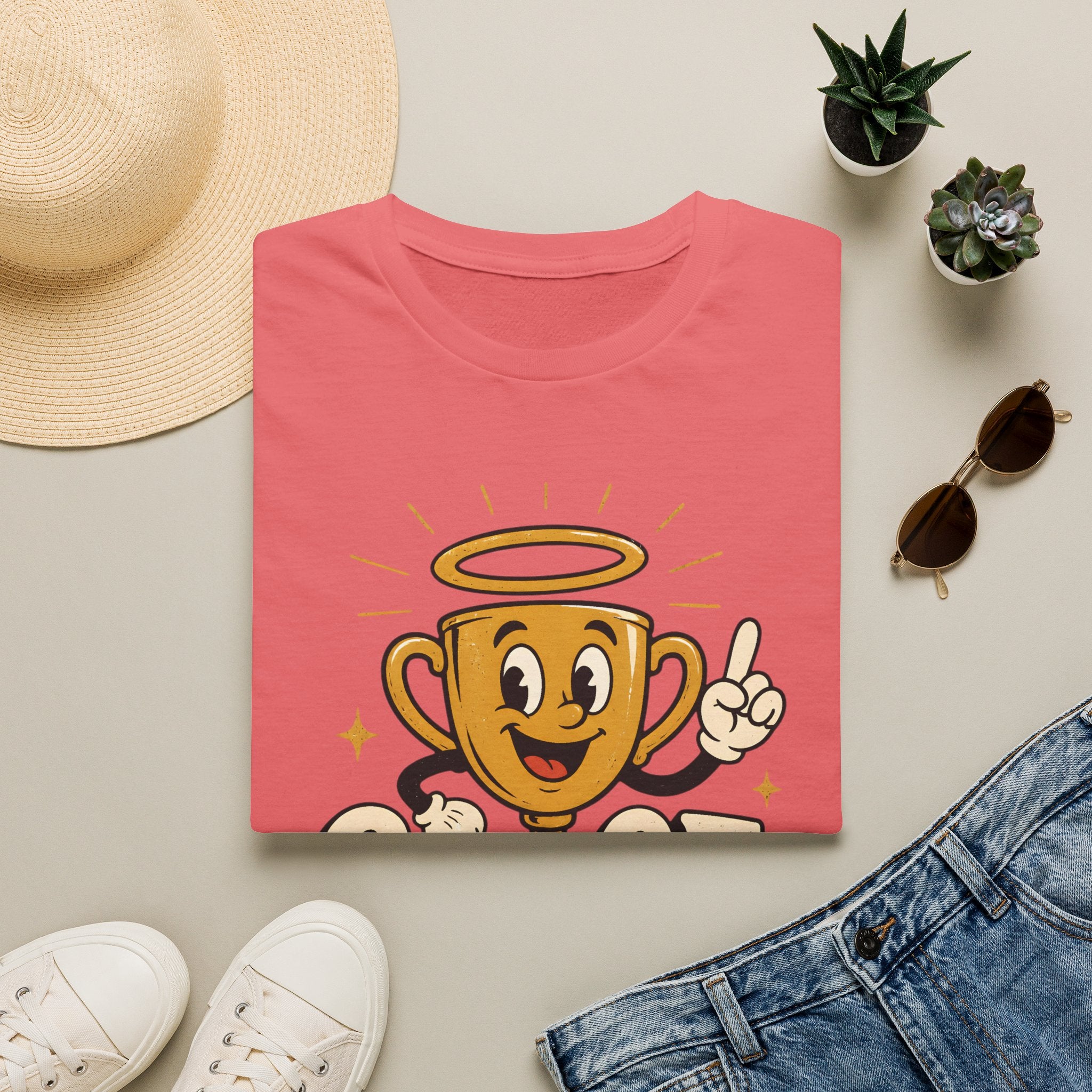 T-Shirt — 'Grace Wins' Angel Trophy Graphic Tee