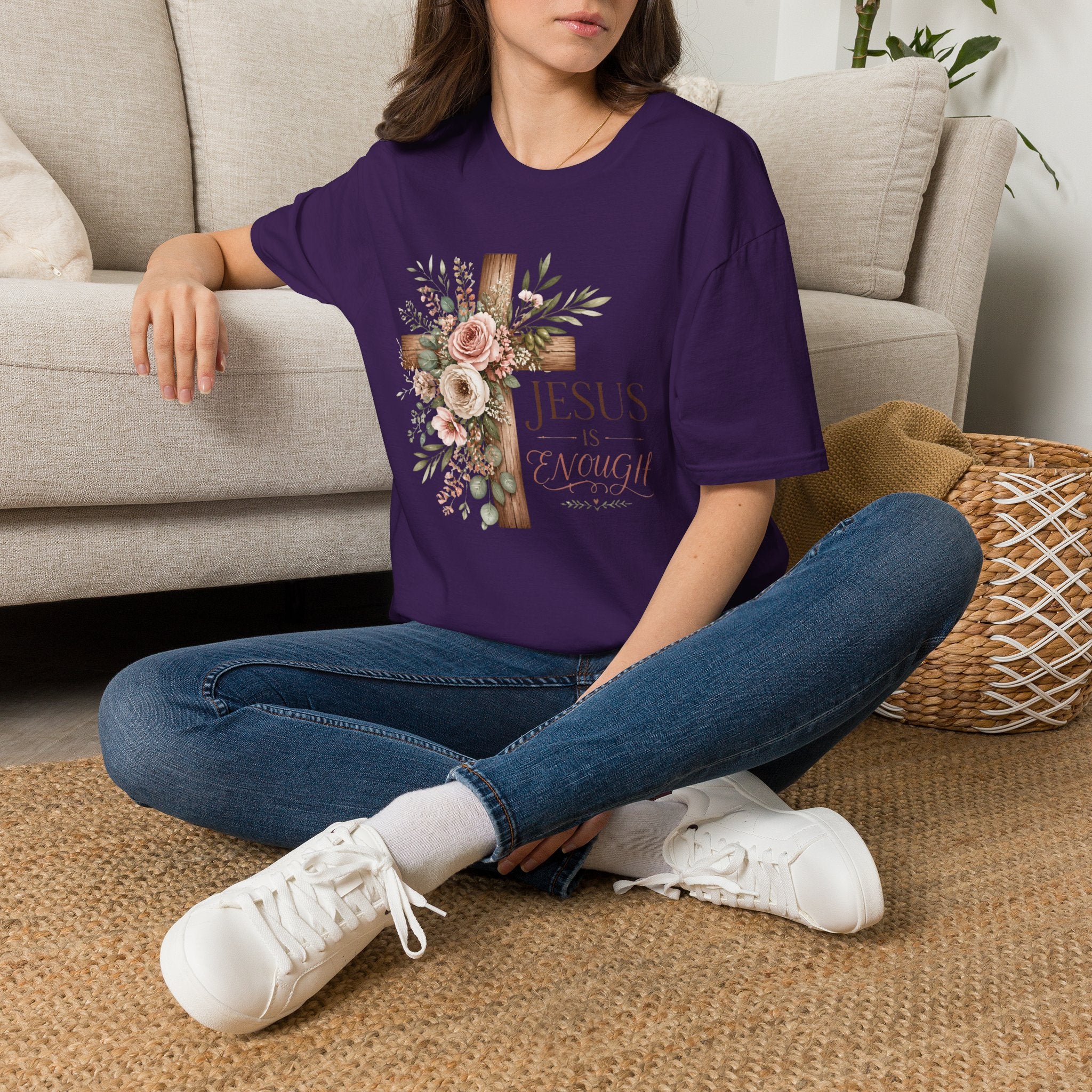 Jesus Floral Cross T-Shirt — Christian Faith Graphic Tee