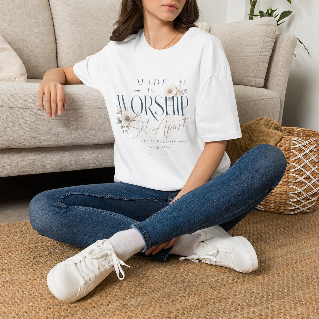 Made to Worship T-Shirt — Floral Christian Faith Tee