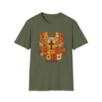 Praise the Lord Fall T-Shirt — Retro Pumpkin & Cross Christian Tee