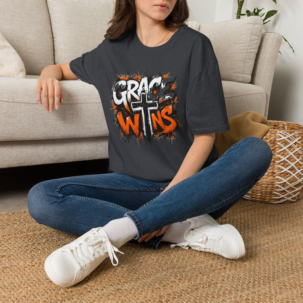 Grace Wins T-Shirt — Christian Faith Cross Graphic Tee