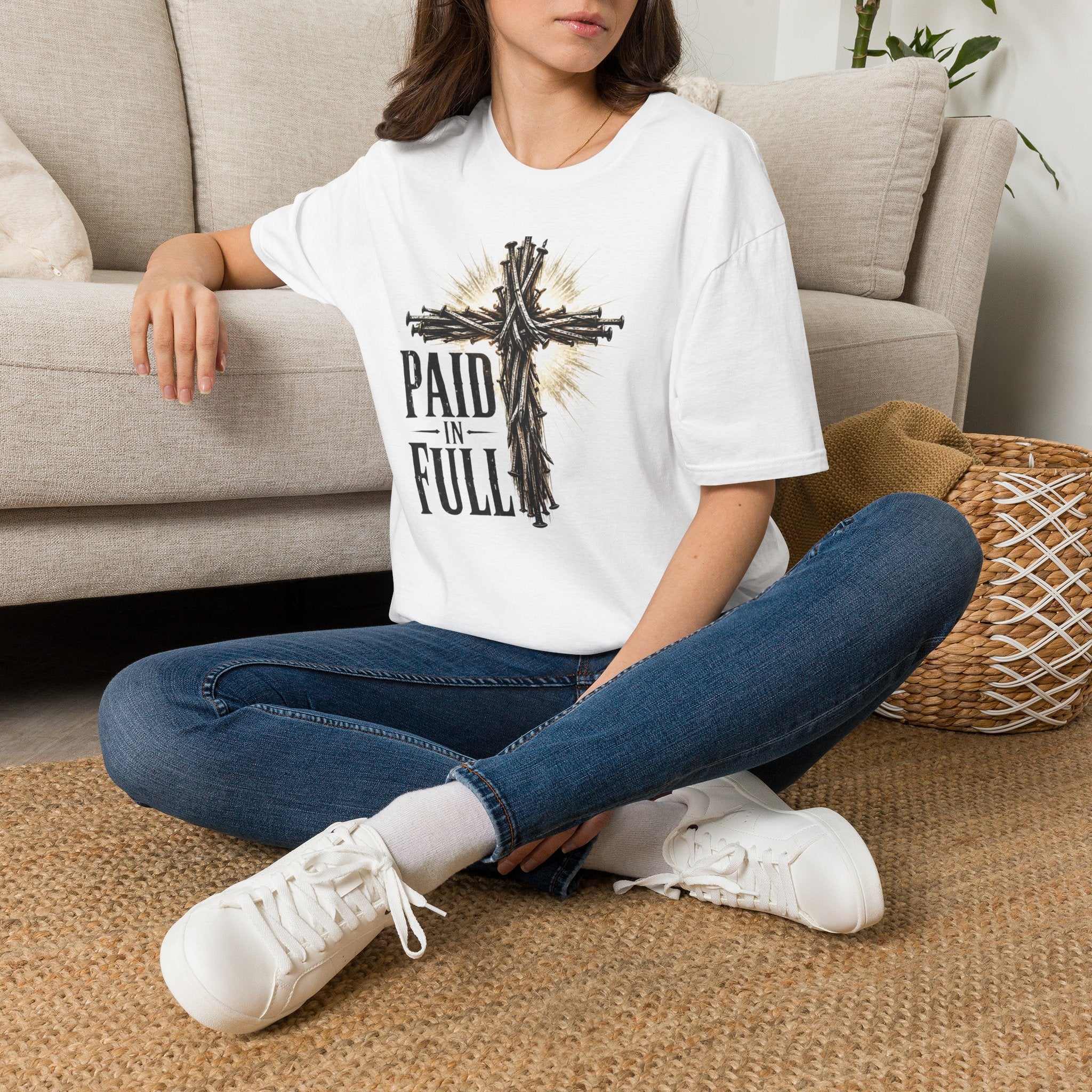 Christian T-Shirt — "Paid in Full" Cross Graphic Faith Tee
