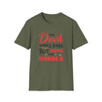T-Shirt — "The Devil Works Hard But Moms Work Harder" Graphic Tee