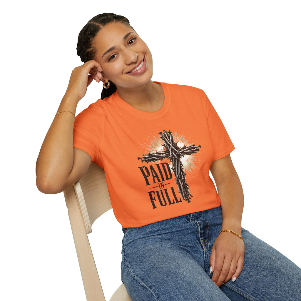 Christian T-Shirt — "Paid in Full" Cross Graphic Faith Tee