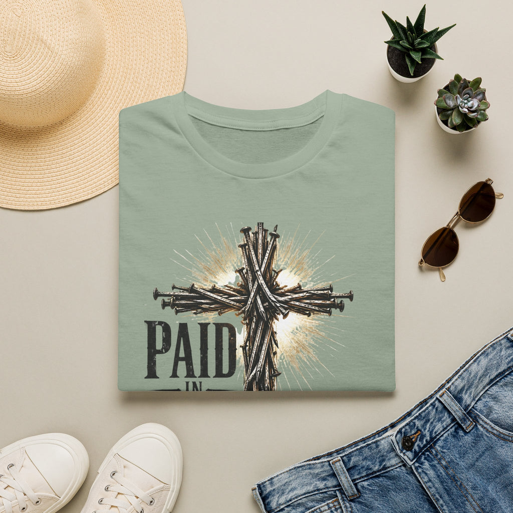 Christian T-Shirt — "Paid in Full" Cross Graphic Faith Tee