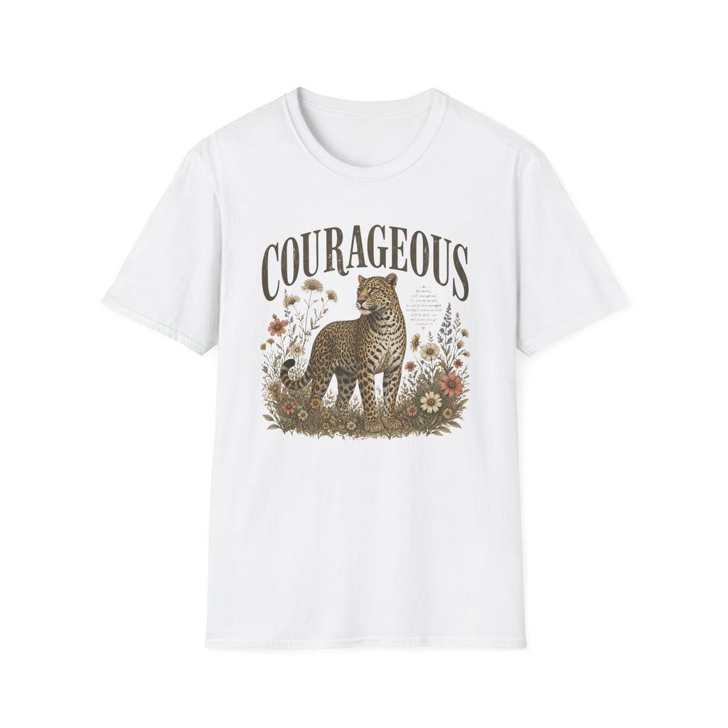 Courageous Leopard T-Shirt — Vintage Floral Wildlife Graphic Tee