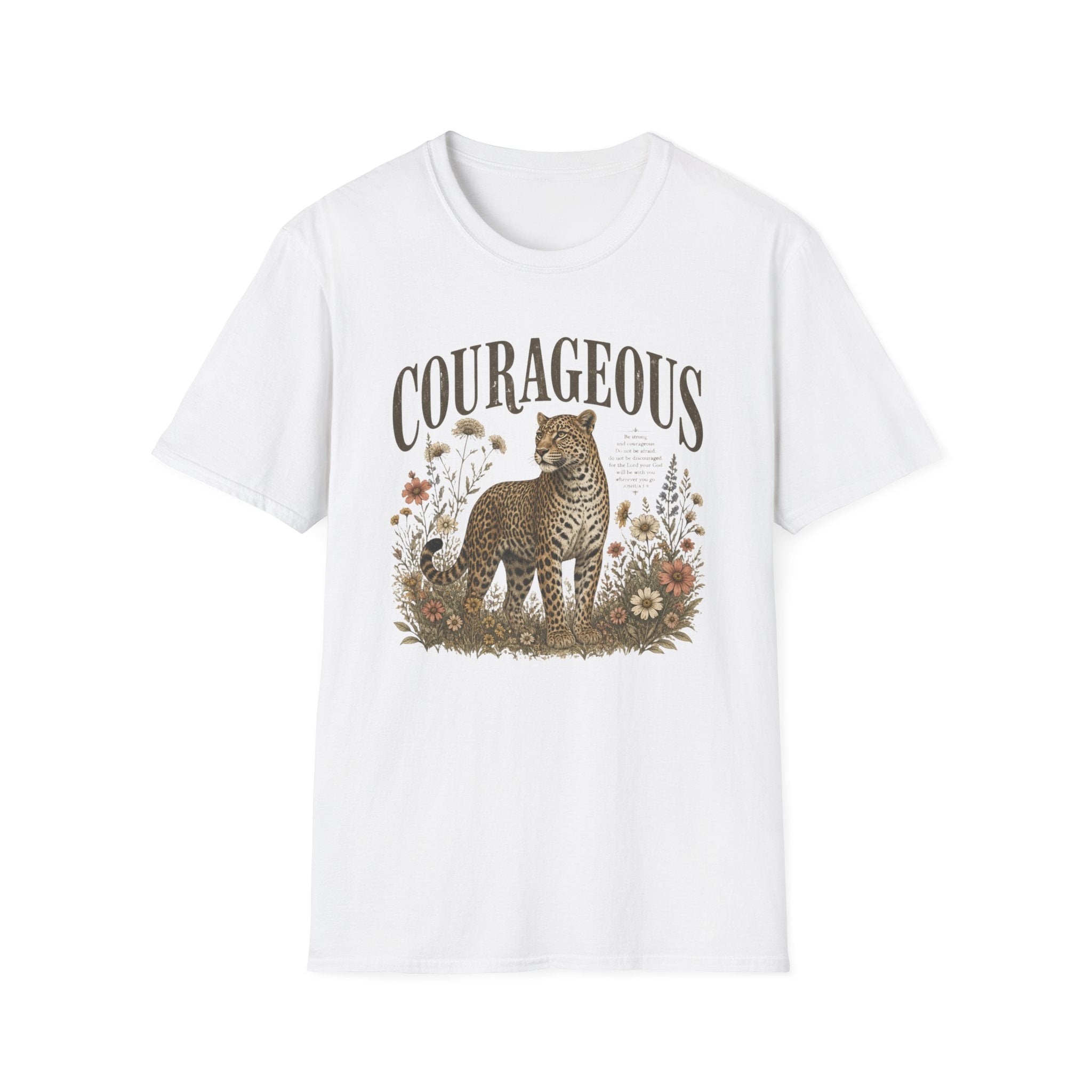 Courageous Leopard T-Shirt — Vintage Floral Wildlife Graphic Tee