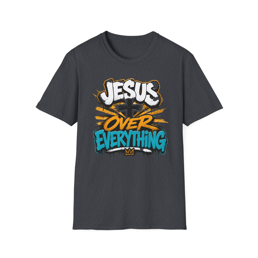 Jesus Over Everything T-Shirt — Faith Graphic Tee with Cross Streetwear Design