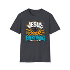 Jesus Over Everything T-Shirt — Faith Graphic Tee with Cross Streetwear Design