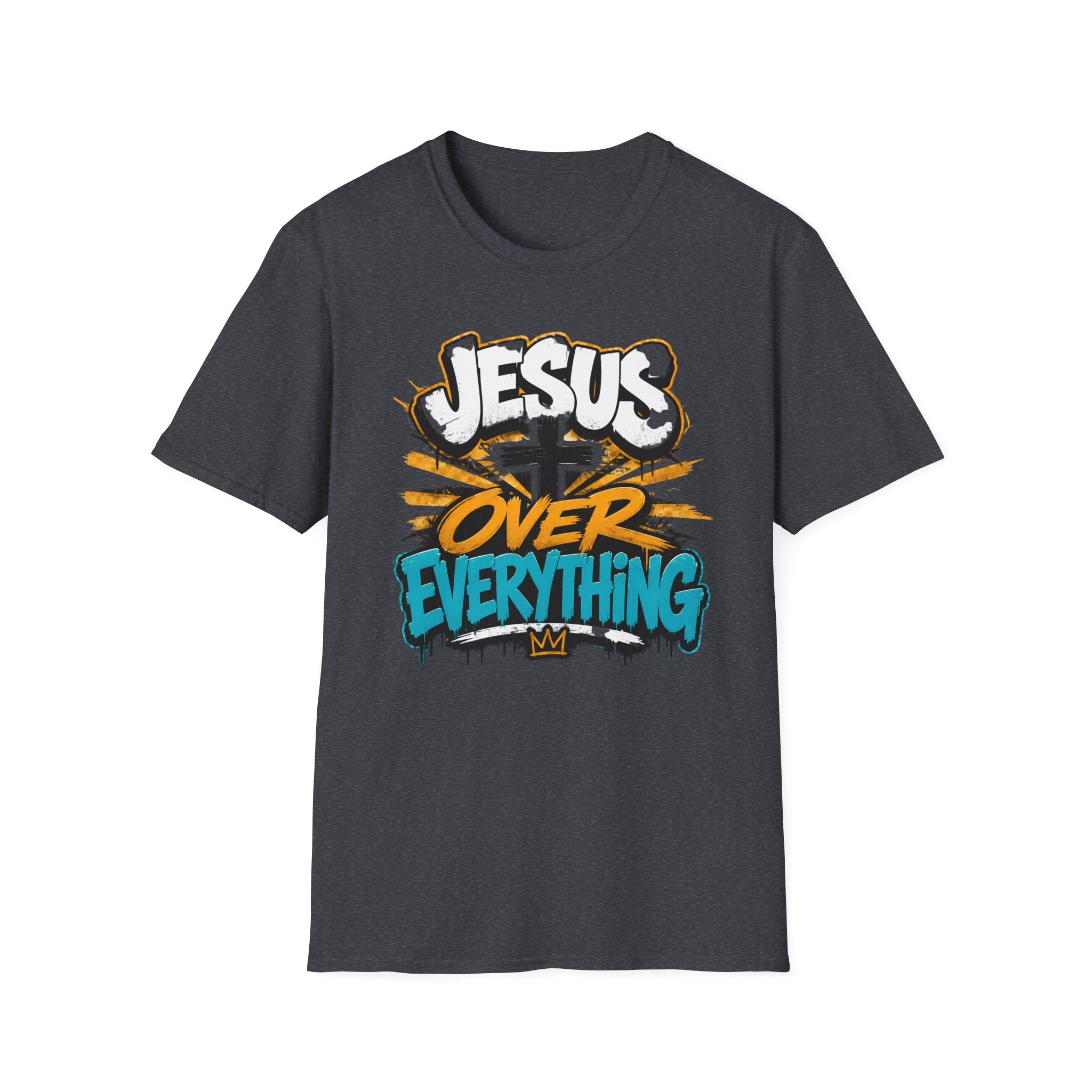 Jesus Over Everything T-Shirt — Faith Graphic Tee with Cross Streetwear Design
