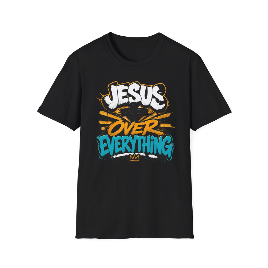Jesus Over Everything T-Shirt — Faith Graphic Tee with Cross Streetwear Design