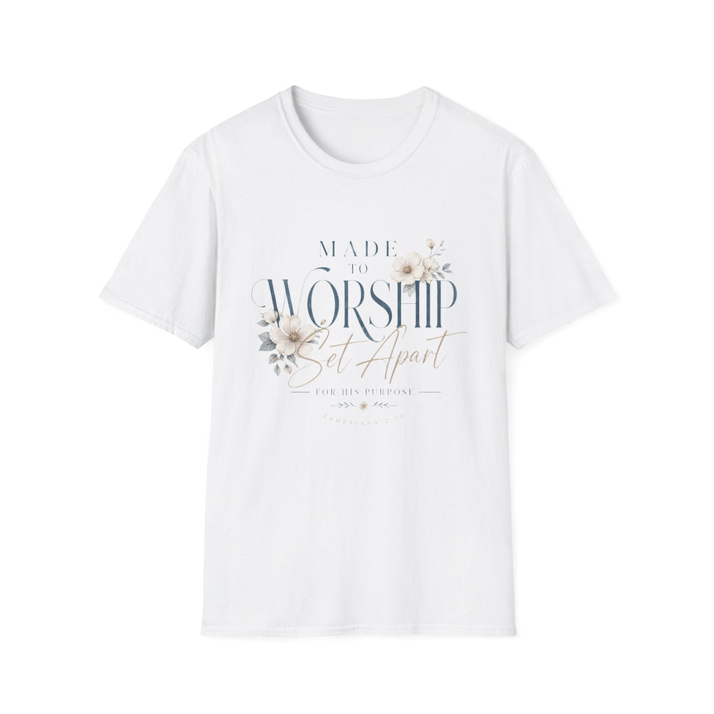 Made to Worship T-Shirt — Floral Christian Faith Tee