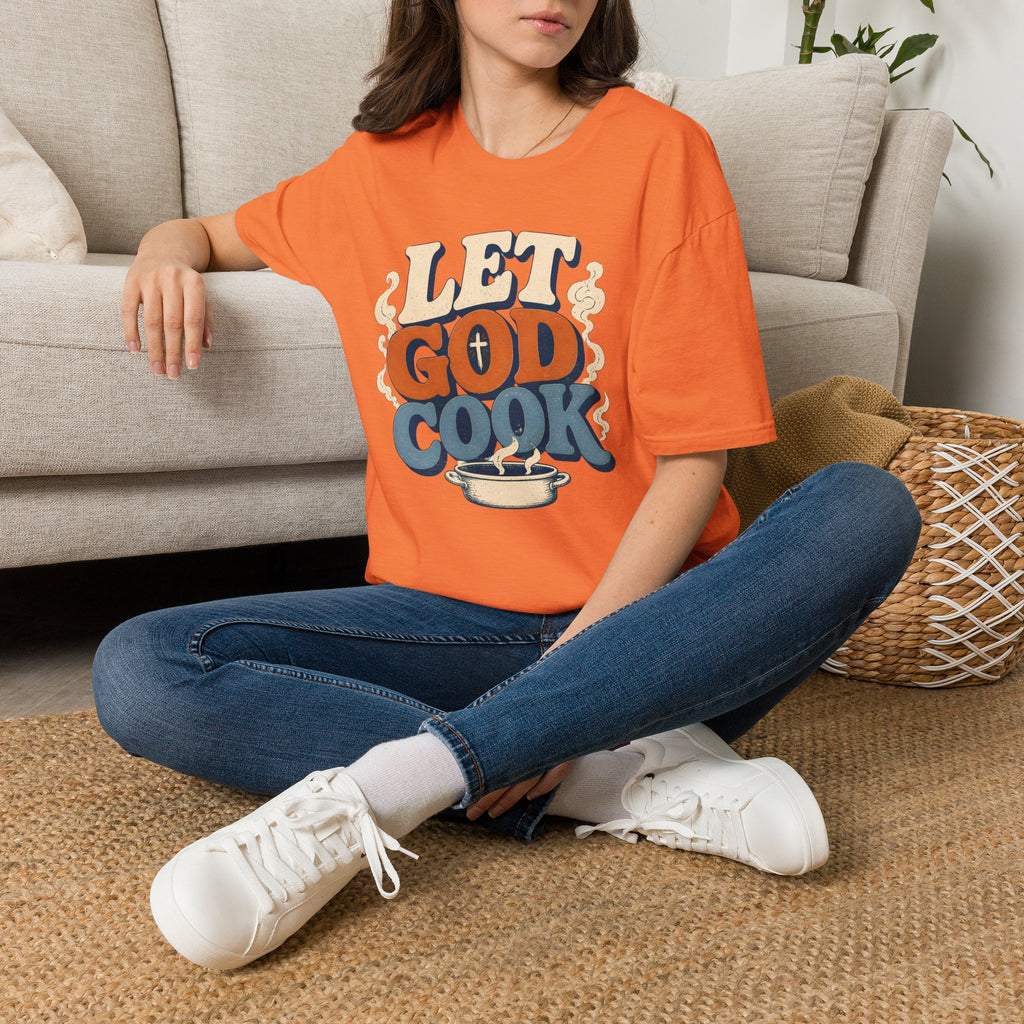 Let God Cook T-Shirt — Faith-Inspired Vintage Kitchen Graphic Tee