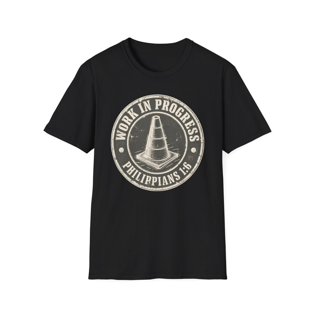 Work In Progress T-Shirt — 'Work In Progress' Vintage Cone Graphic Tee (Philippians 1:6)