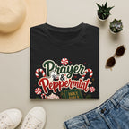 Prayer & Peppermint Christmas T-Shirt — Festive Bible Holiday Tee