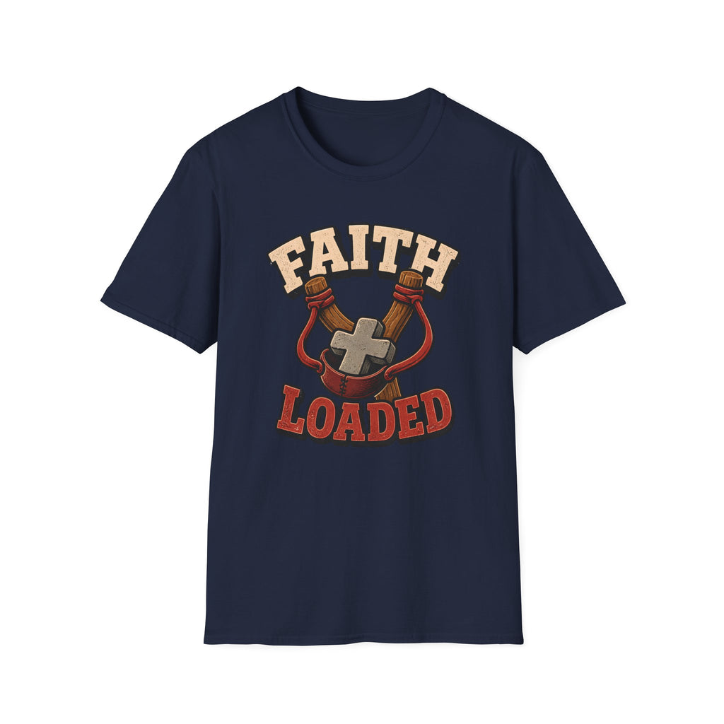 Faith Loaded T-Shirt — Christian Slingshot Cross Graphic Tee