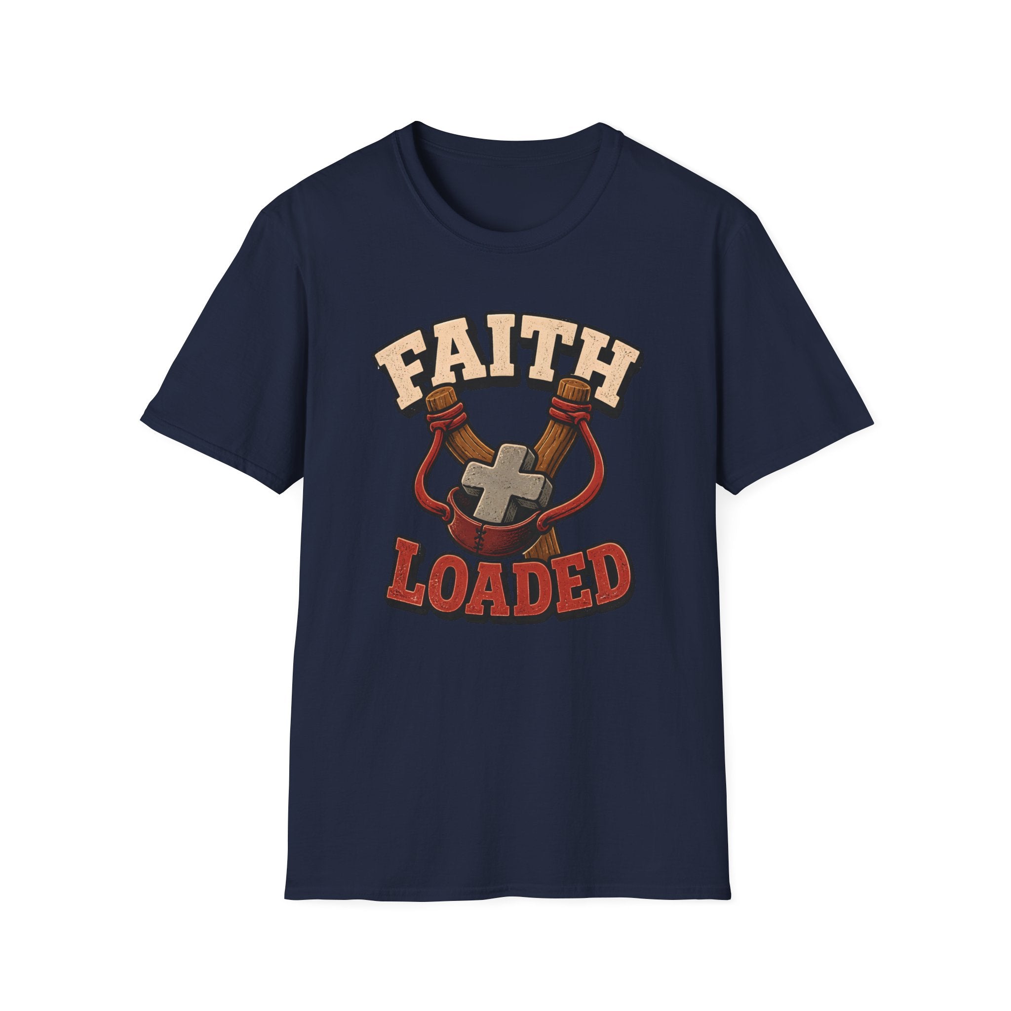 Faith Loaded T-Shirt — Christian Slingshot Cross Graphic Tee