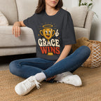 T-Shirt — 'Grace Wins' Angel Trophy Graphic Tee