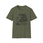 Y'all Need Jesus T-Shirt — Funny Christian Faith Tee, Stick Figure Prayer Graphic