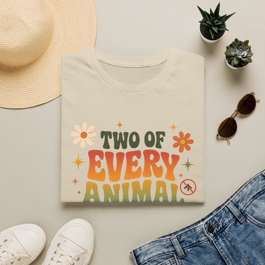 T-Shirt — Two of Every Animal But No Mosquitoes Retro Floral Graphic Tee