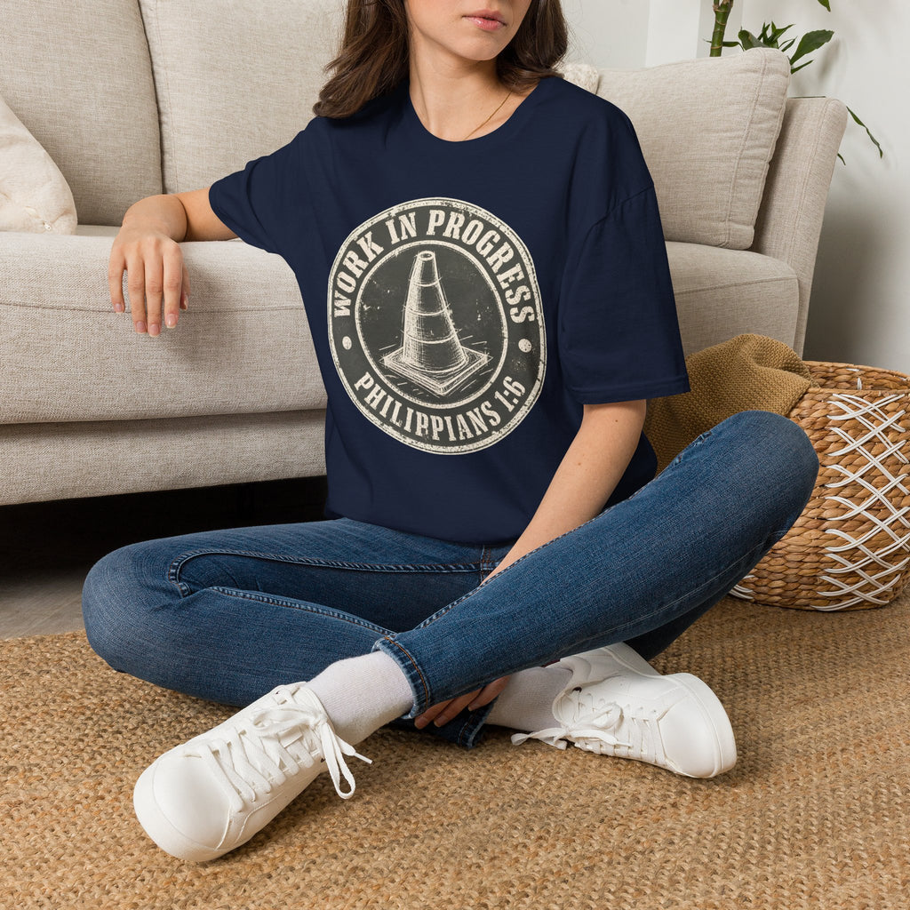 Work In Progress T-Shirt — 'Work In Progress' Vintage Cone Graphic Tee (Philippians 1:6)