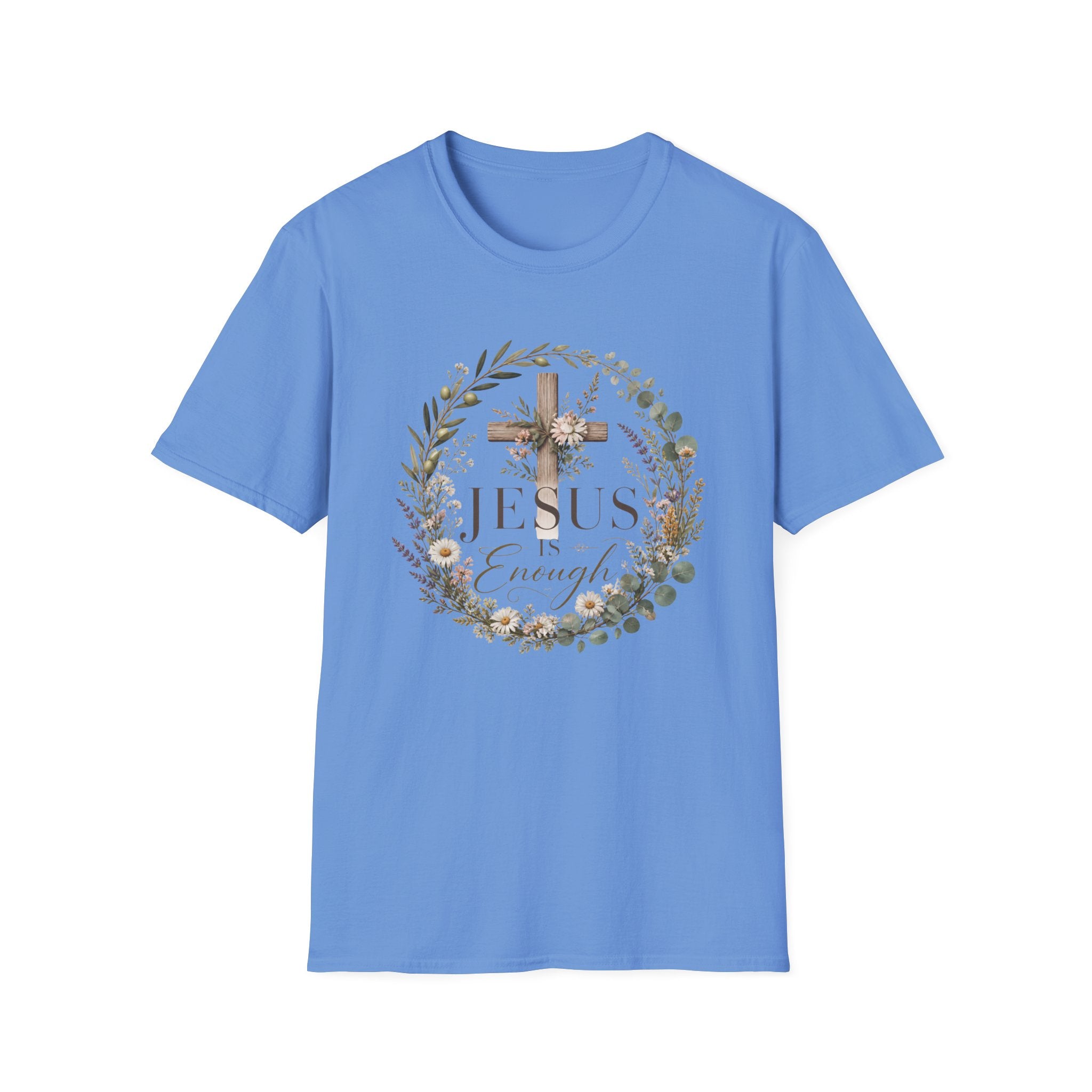 Christian Cross Floral T-Shirt — "Jesus Enough" Inspirational Tee