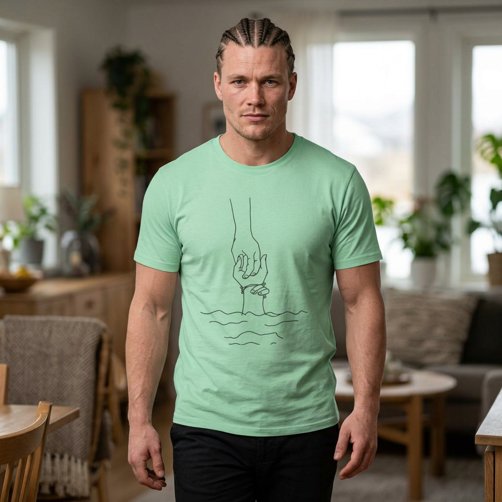 T-Shirt — Minimal Line Art Holding Hands Design
