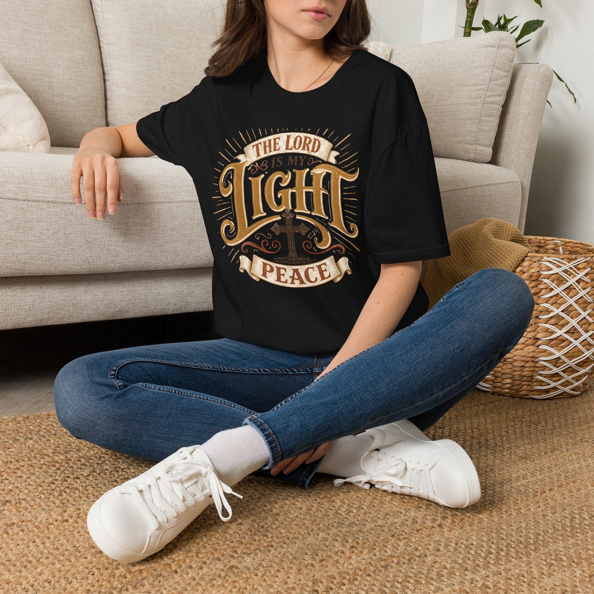Christian T-Shirt - "The Lord Is My Light & Peace" Inspirational Faith Tee