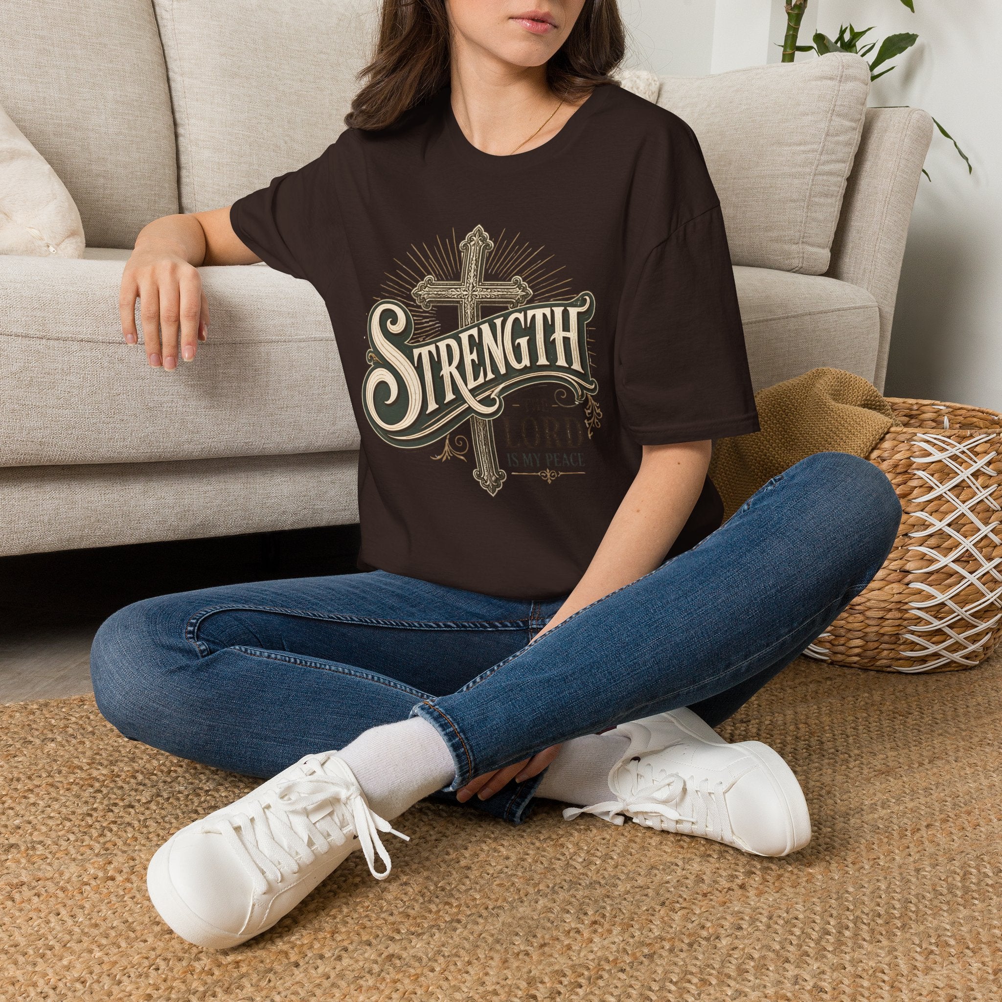 Strength Cross T‑Shirt — 'The Lord Is My Peace' Christian Faith Tee