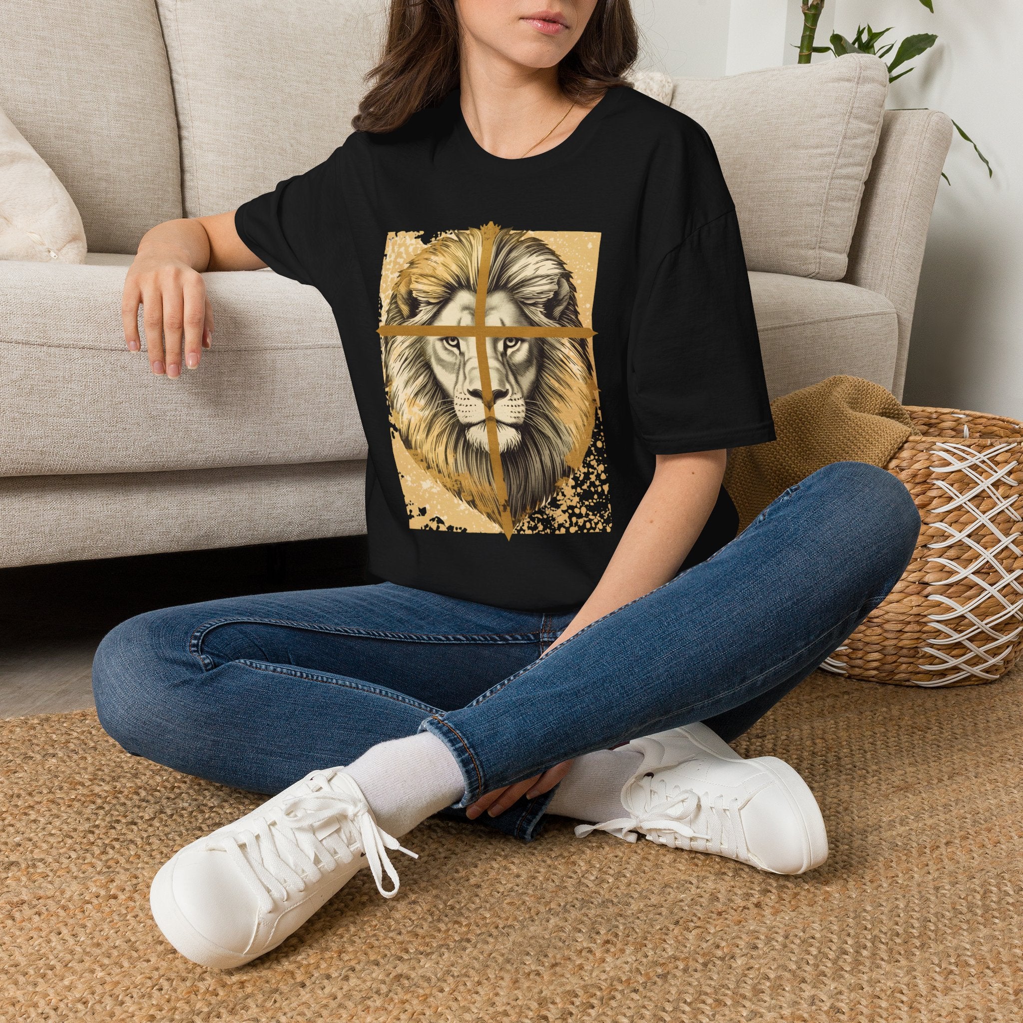 Lion Cross T‑Shirt — Faith-Inspired Lion Graphic Tee