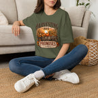 Harvesting His Promises T-Shirt — Fall Pumpkin & Sunflower Faith Tee