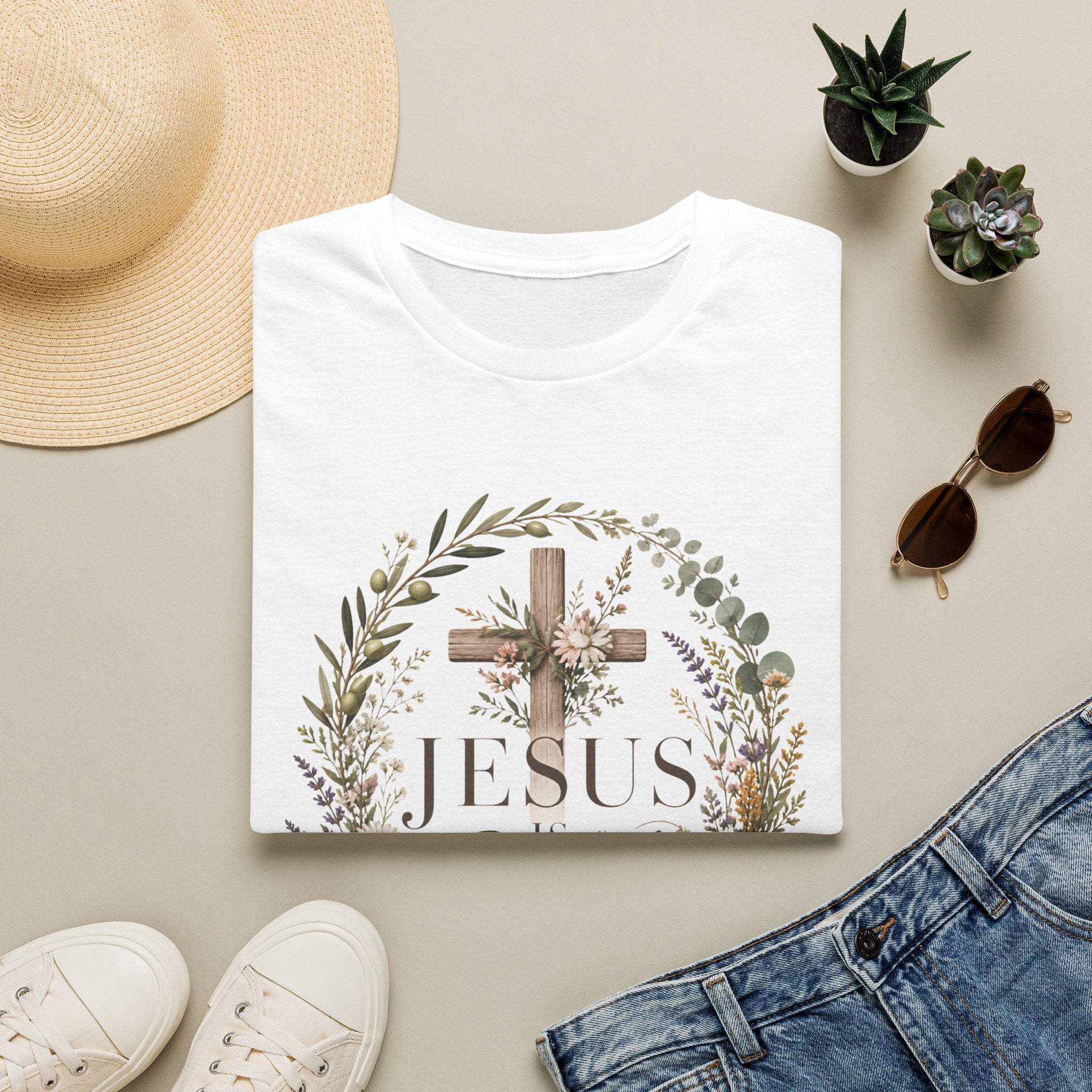 Christian Cross Floral T-Shirt — "Jesus Enough" Inspirational Tee