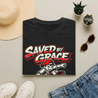 Saved by Grace T‑Shirt — Skateboard Faith Graphic