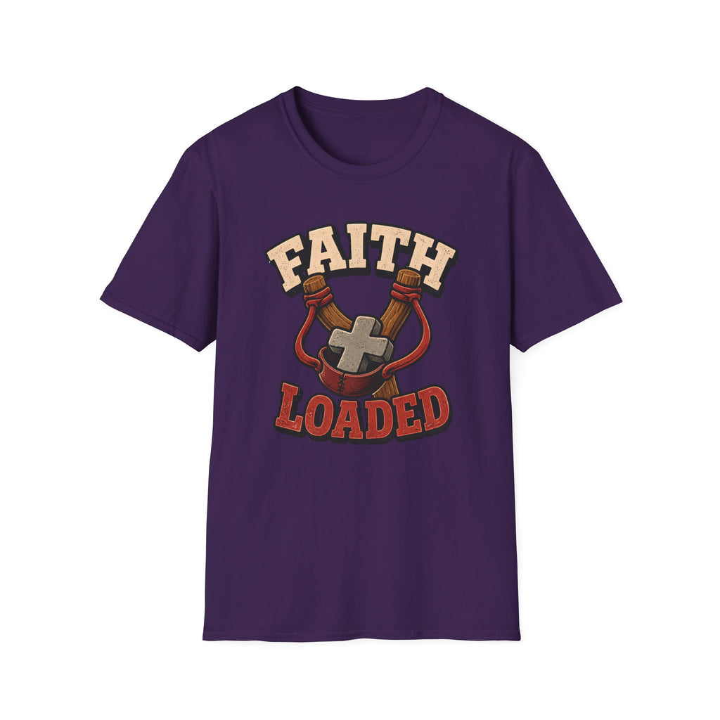 Faith Loaded T-Shirt — Christian Slingshot Cross Graphic Tee