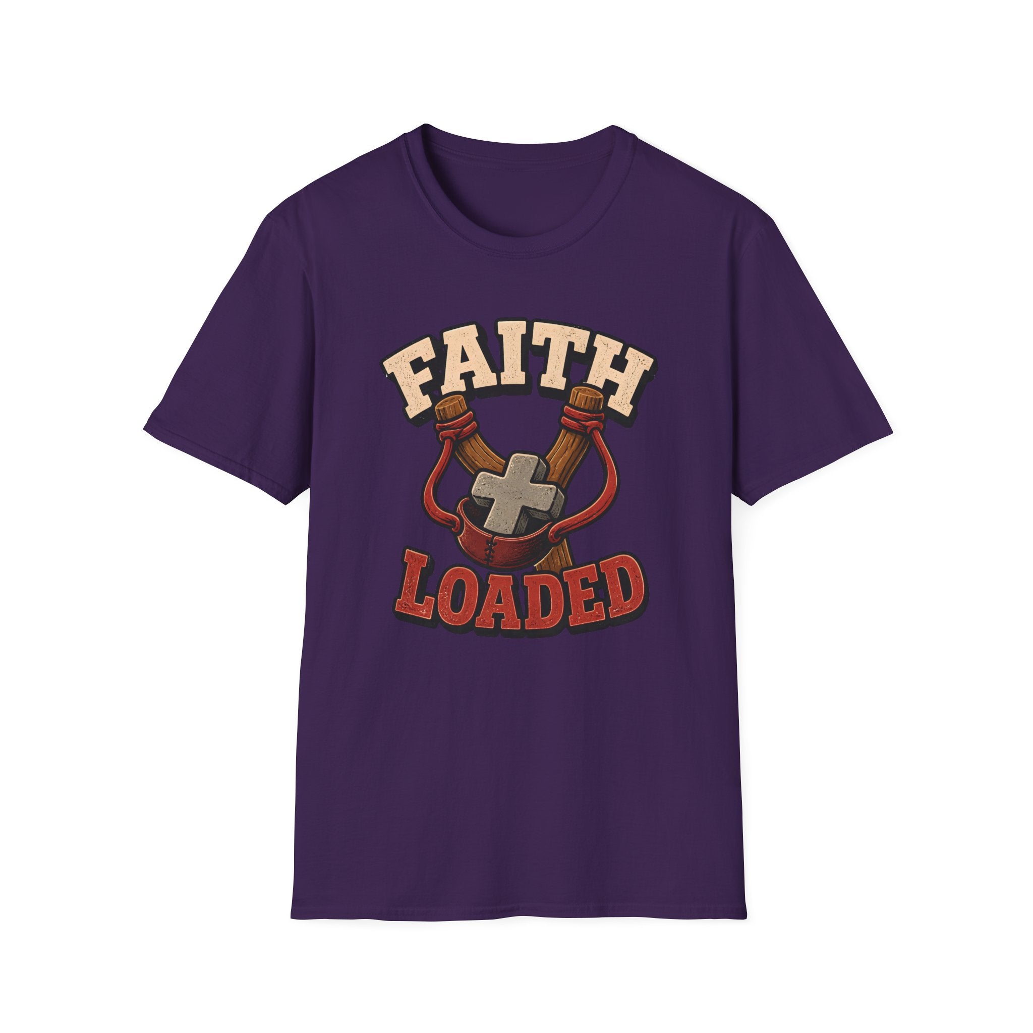 Faith Loaded T-Shirt — Christian Slingshot Cross Graphic Tee