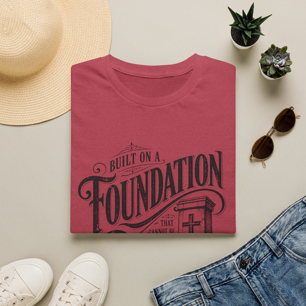 Foundation Christian T-Shirt — "Built on a Foundation" Inspirational Faith Tee