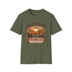 Harvesting His Promises T-Shirt — Fall Pumpkin & Sunflower Faith Tee