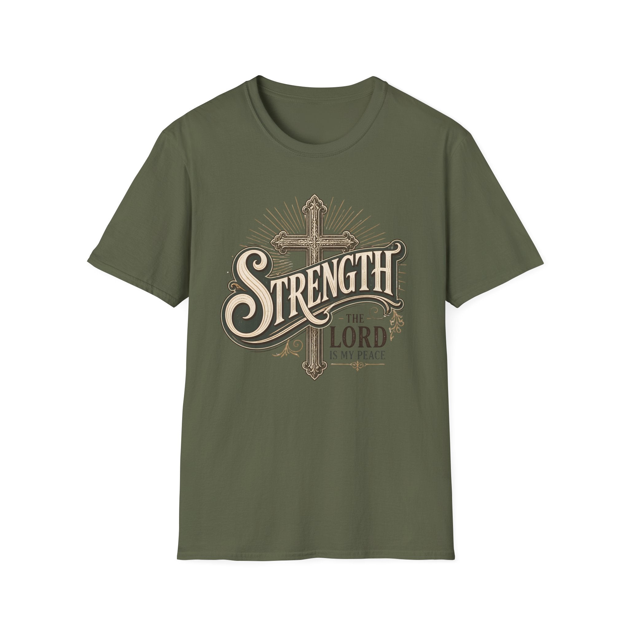 Strength Cross T‑Shirt — 'The Lord Is My Peace' Christian Faith Tee