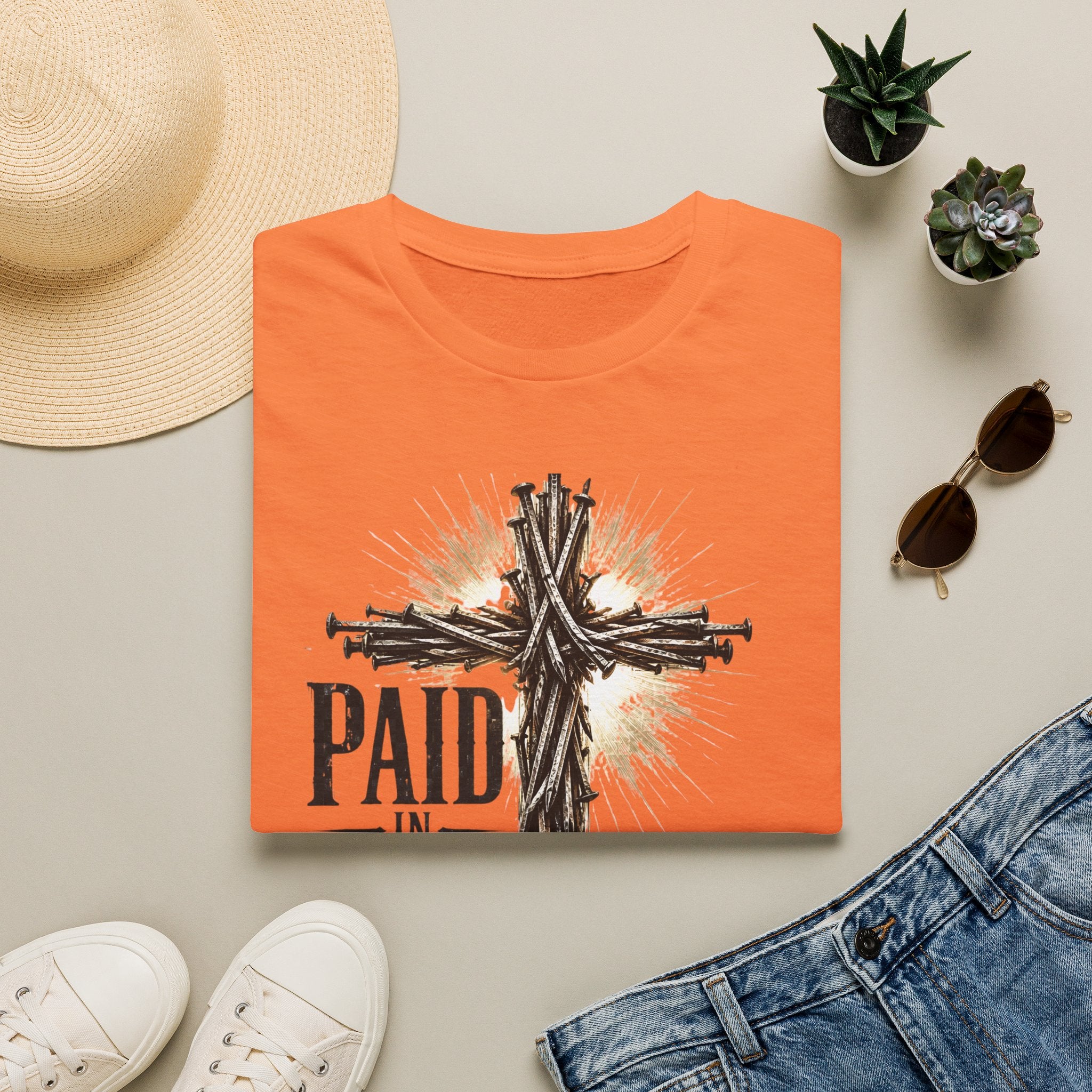 Christian T-Shirt — "Paid in Full" Cross Graphic Faith Tee
