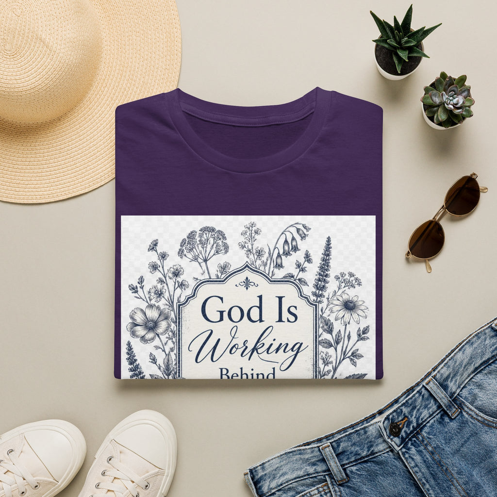 God Is Working Behind The Scenes Floral T-Shirt — Inspirational Christian Tee